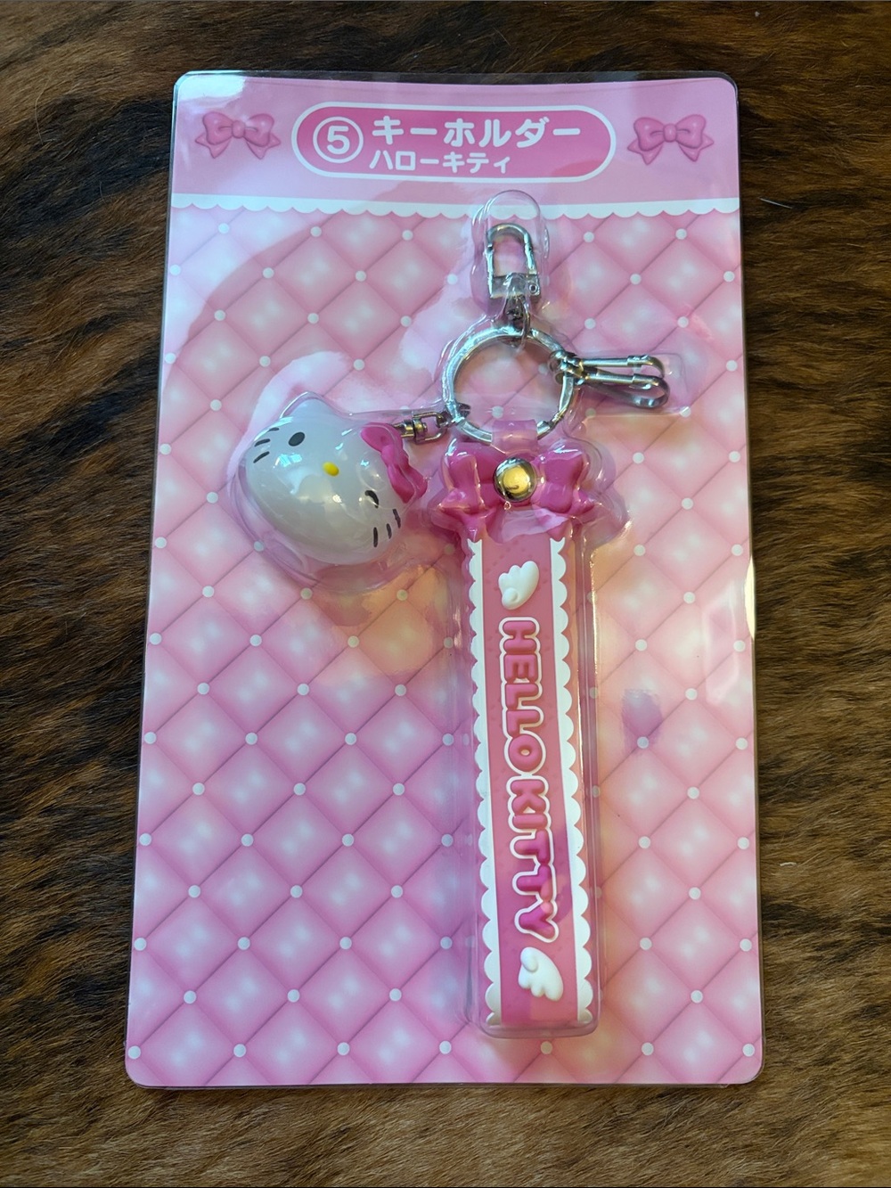 Hello Kitty Pink and White Bow Keychain Charm